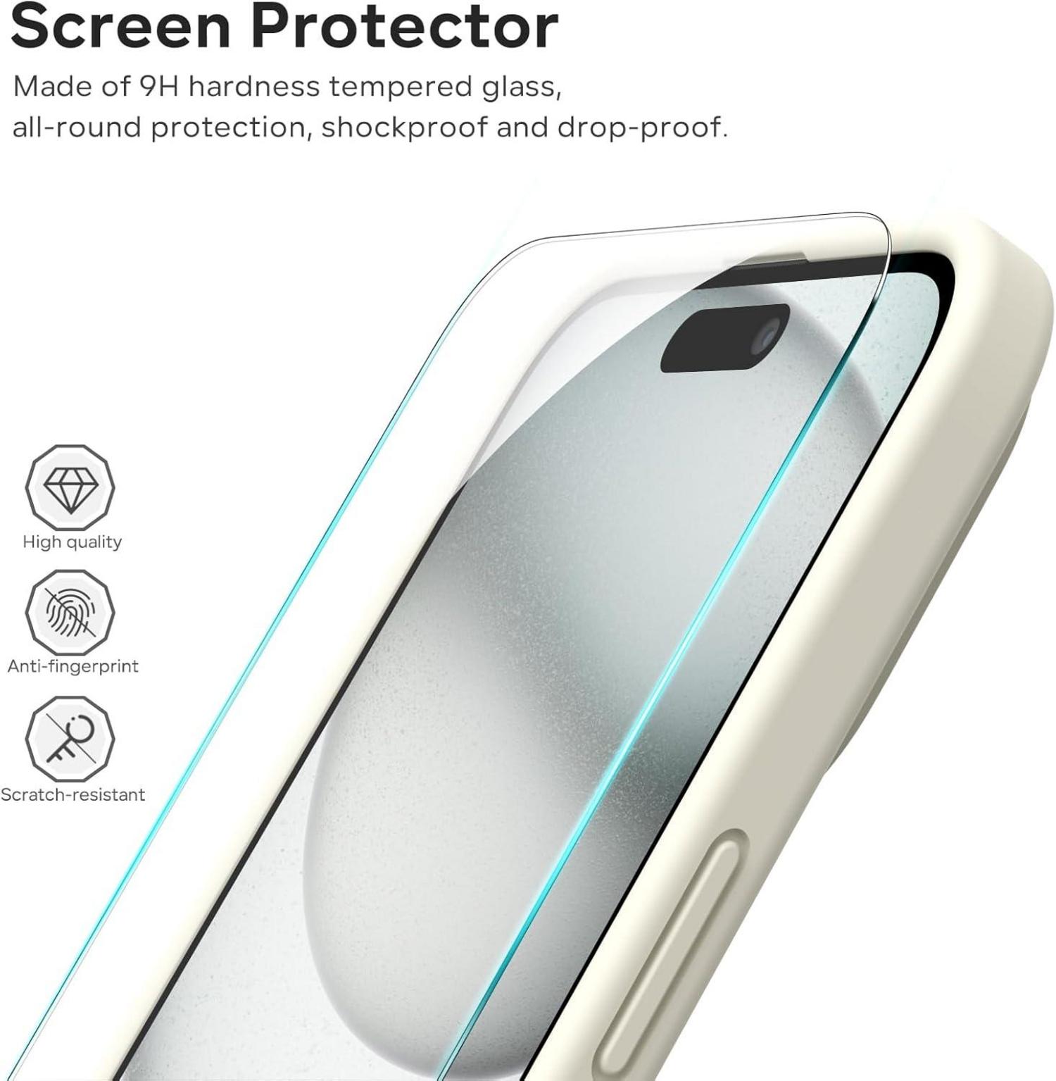 ACRONIX iPhone 15 Hülle Liquid Silicone Kameraschutz Blatt Schutzfolie Blau