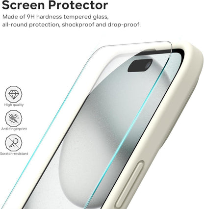 ACRONIX iPhone 15 Hülle Liquid Silicone Kameraschutz Blatt Schutzfolie Blau
