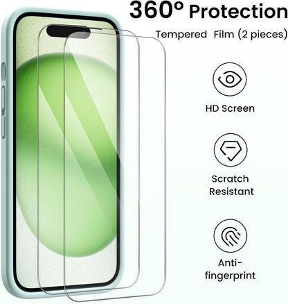 iPhone 15 Hülle Silikon Kameraschutz 6,1 Zoll Agavengrün