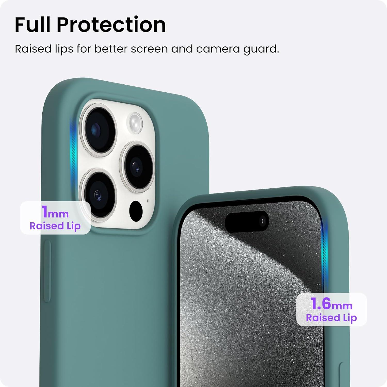 ORNARTO iPhone 15 Pro Max Hülle Silikon 6,7 Zoll Piniengrün