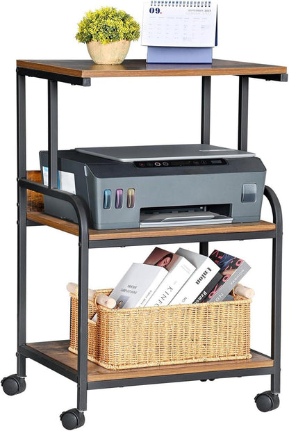 3-stöckiger Druckerwagen mit Rollen und Ablage 50,5 x 40 x 80,5 cm