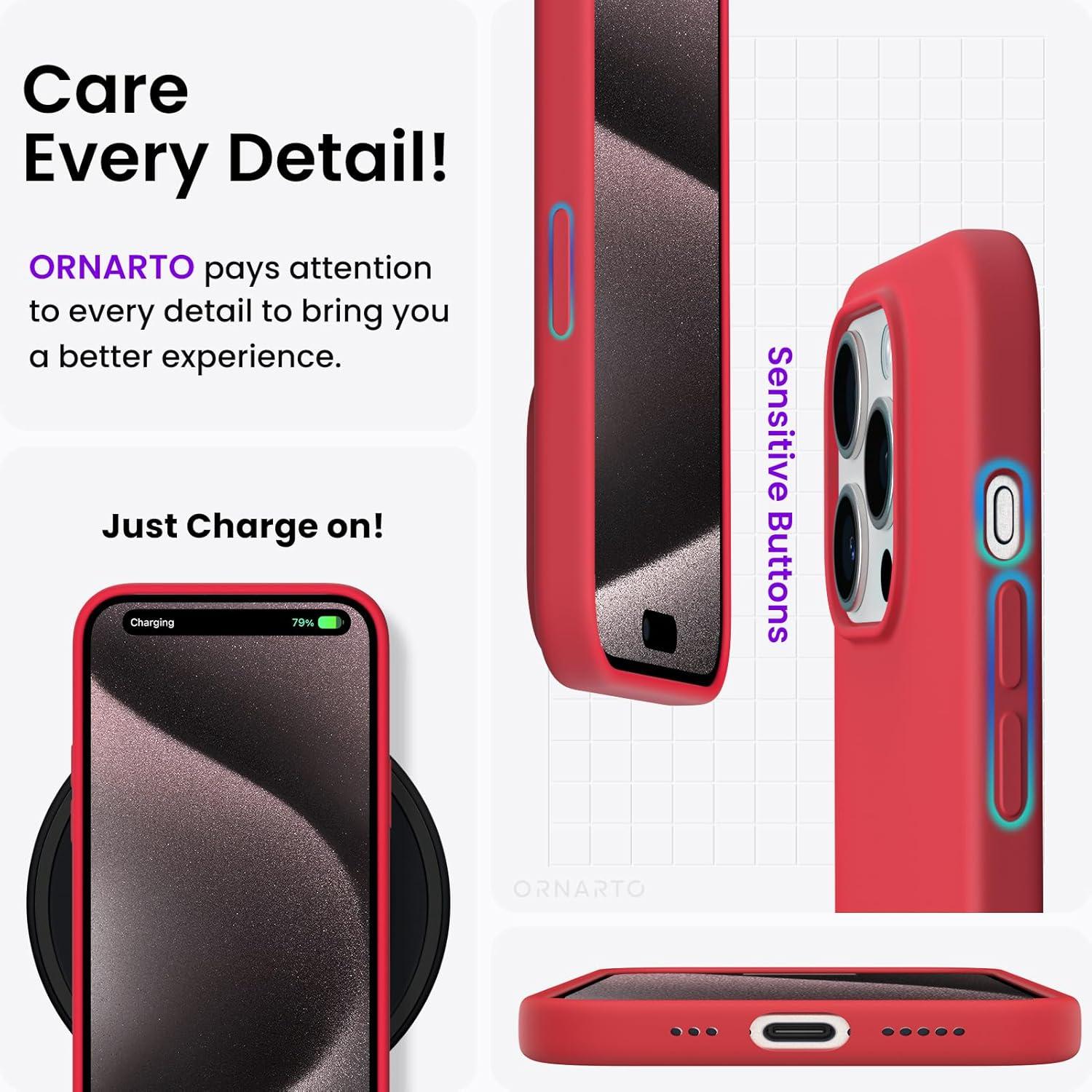 iPhone 15 Pro Silikon Hülle 6,1 Zoll Flüssig Rot stoßfest 2023