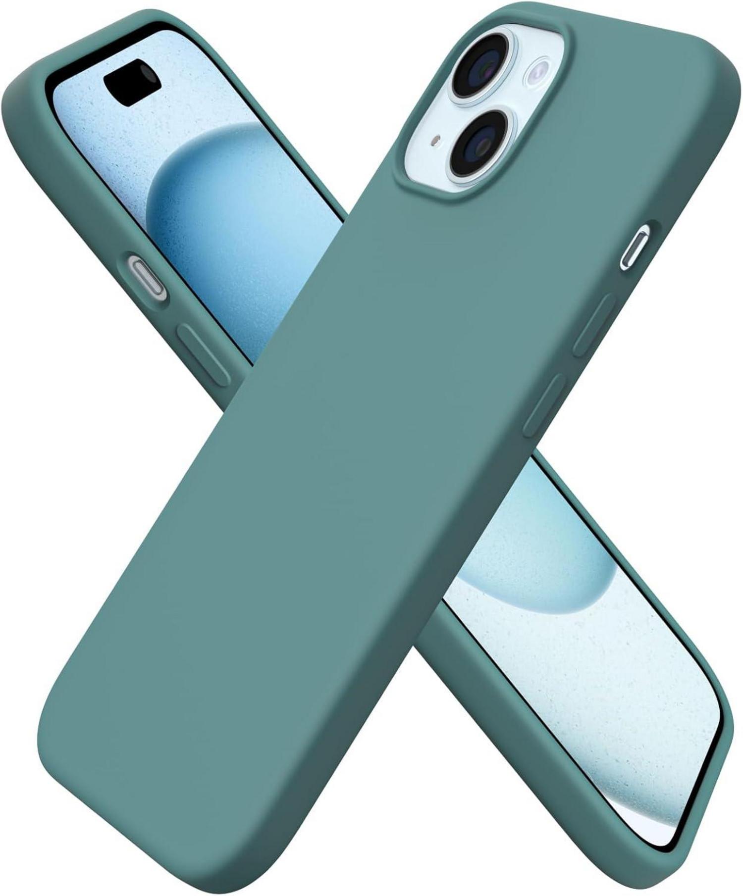 iPhone 15 Silikonhülle Ultradünn Flüssigsilikon Piniengrün
