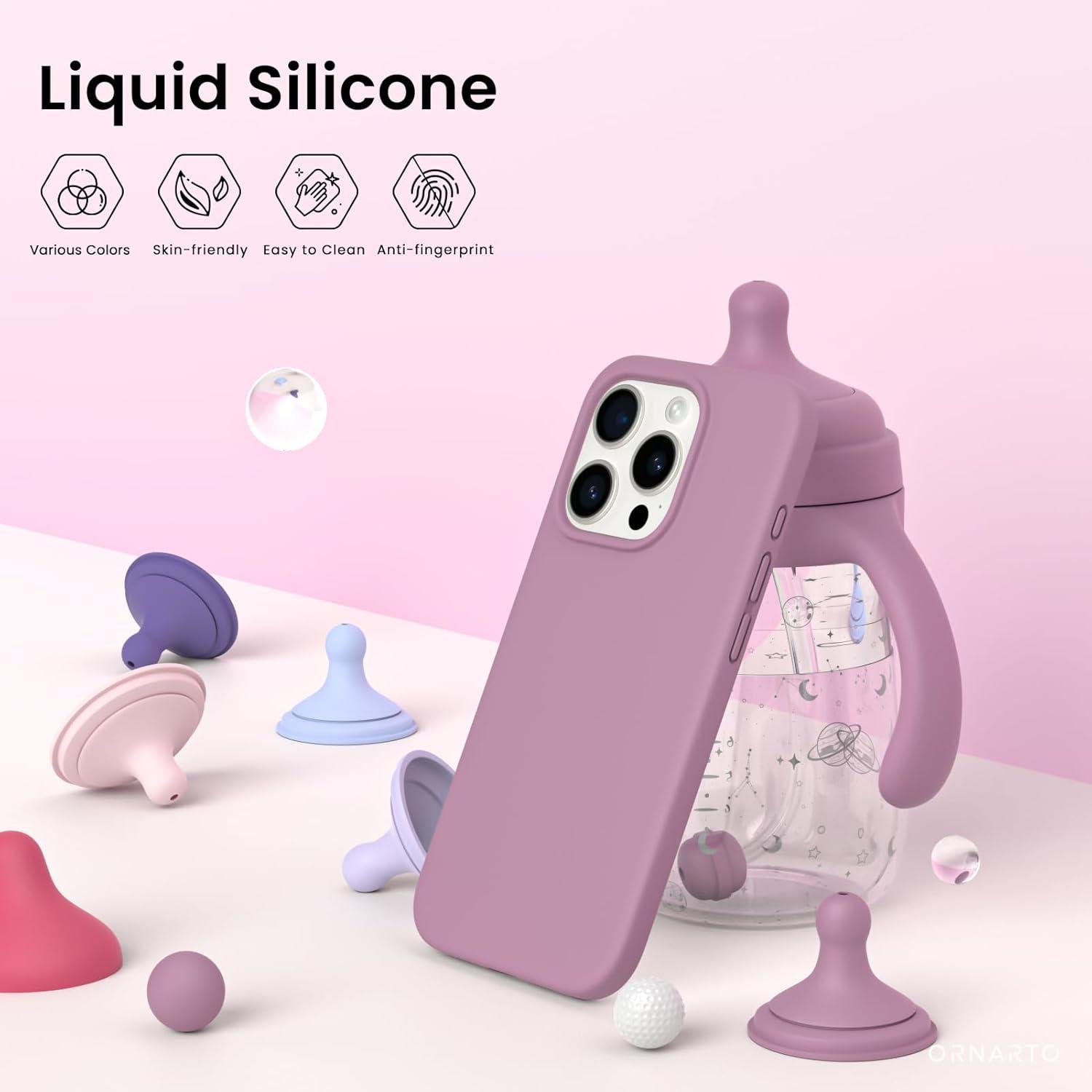iPhone 15 Pro Max Hülle aus flüssigem Silikon in Lila Flieder
