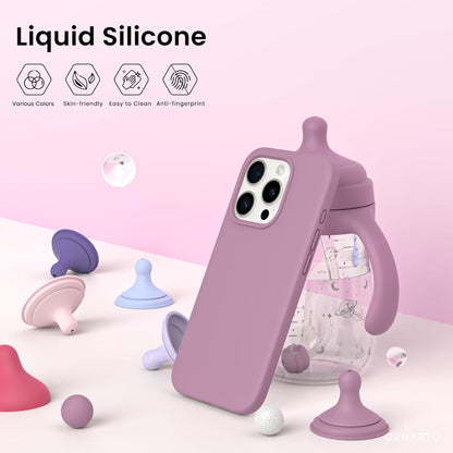 iPhone 15 Pro Max Hülle aus flüssigem Silikon in Lila Flieder