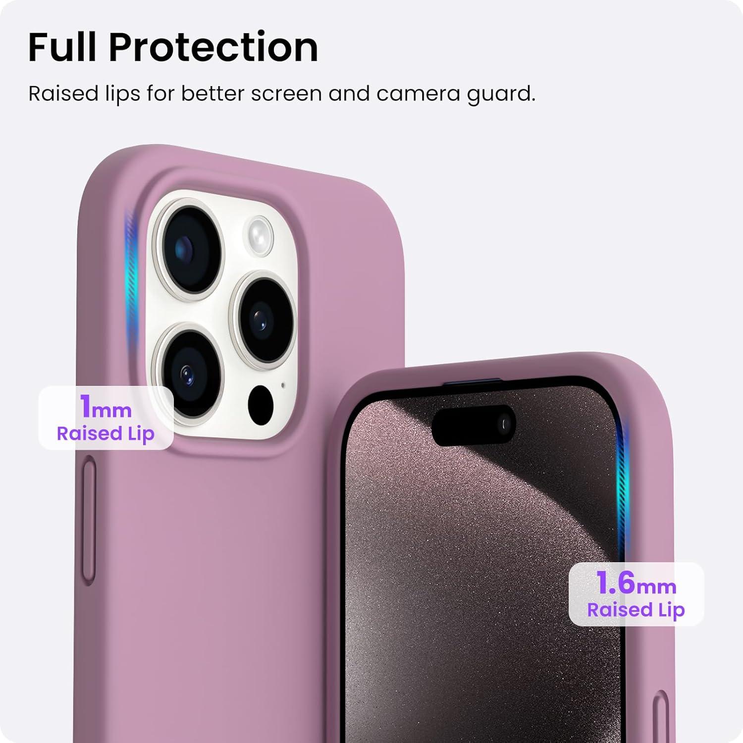 ORNARTO iPhone 15 Pro Max Hülle Silikon Lila Flieder 6,7 Zoll