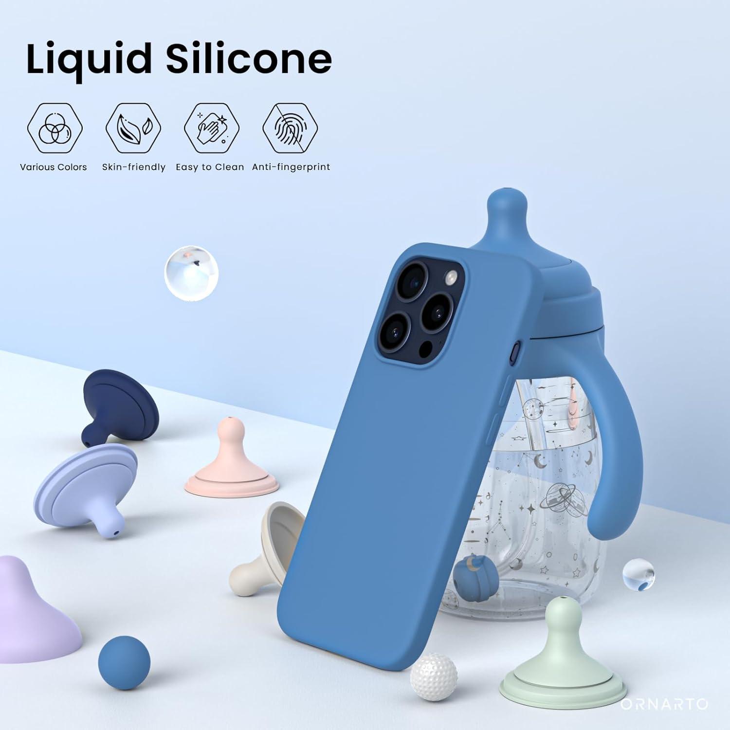 iPhone 15 Pro Hülle Silikon 6,1 Zoll Flüssig Blau Stoßfest 2023