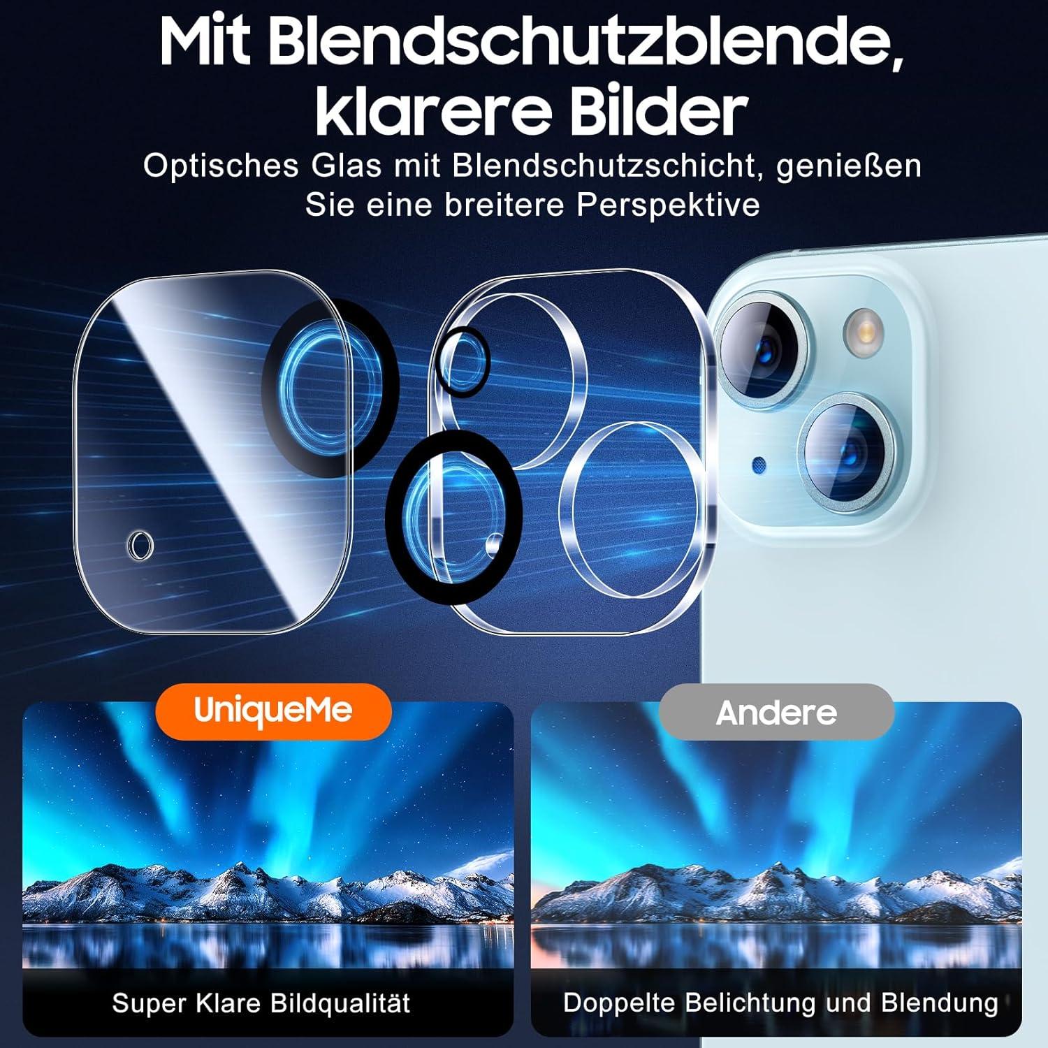 Kameraschutz für iPhone 15/15 Plus Ultra-Klar 9H Härte 3er Set