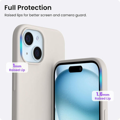 ORNARTO iPhone 15 Hülle Silikon 6,1 Zoll flüssiges Silikon Steingrau