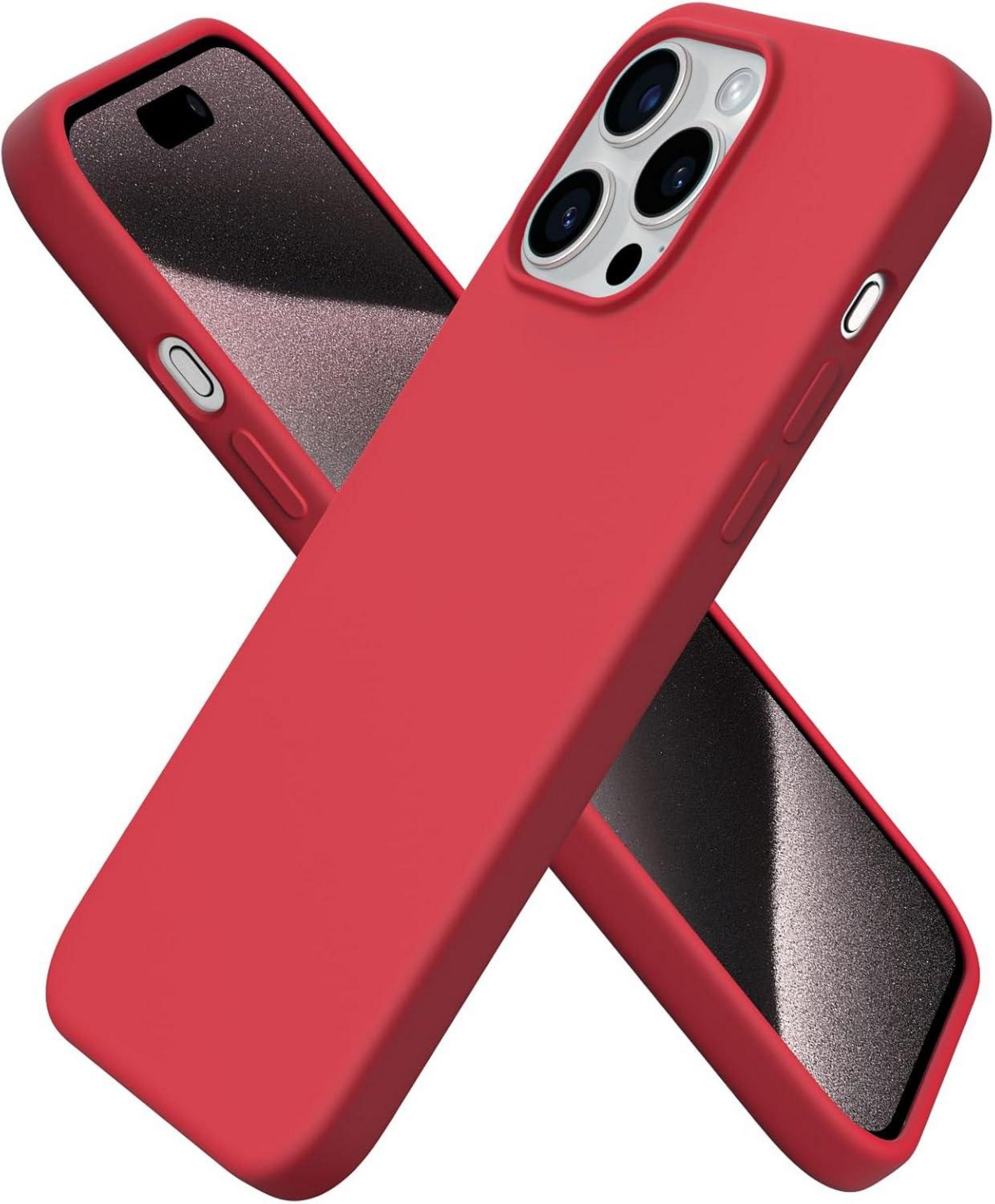 iPhone 15 Pro Max Hülle Silikon 6,7 Zoll Kratzfeste Schutzhülle Rot