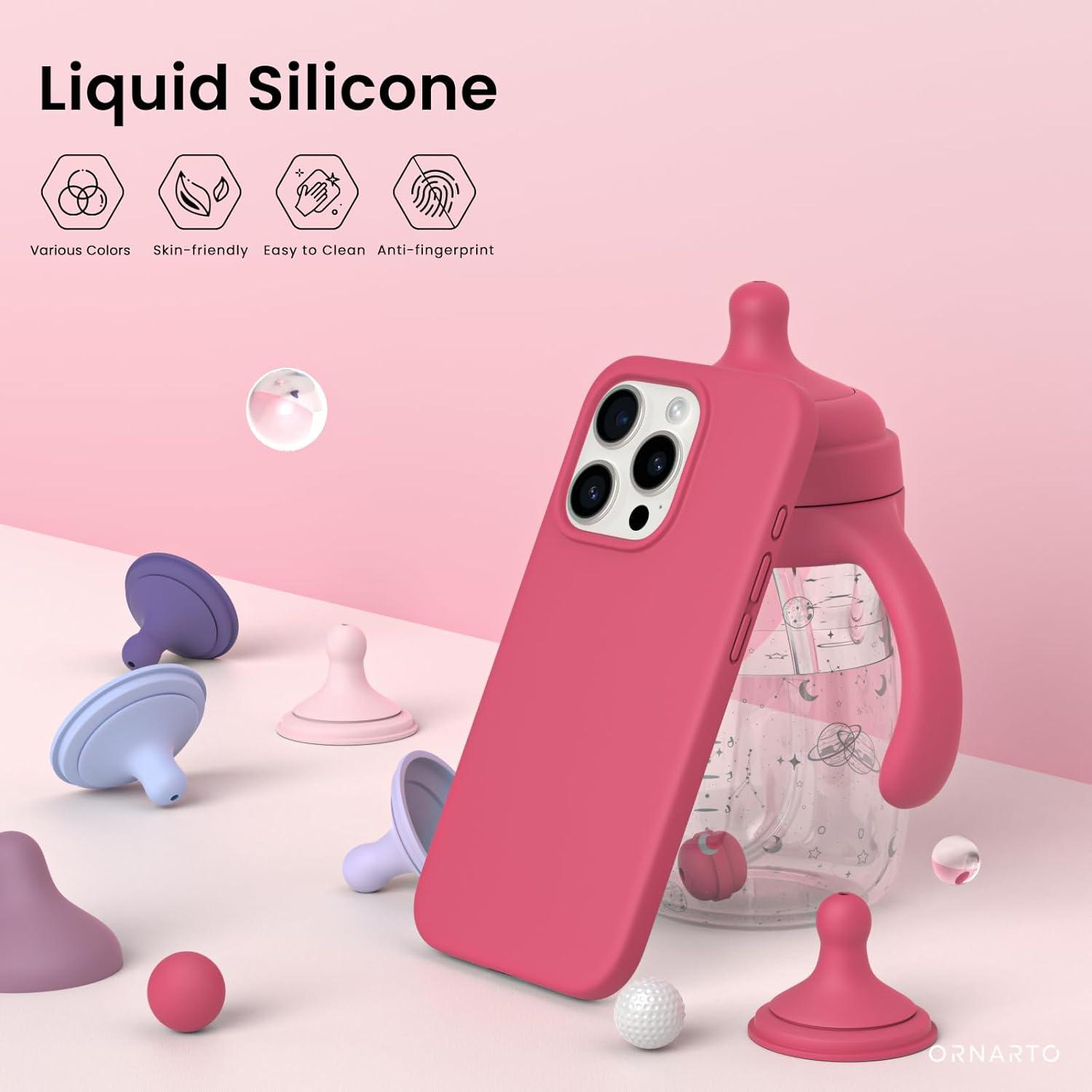 iPhone 15 Pro Max Hülle Silikon dünne flüssiges Silikon Pfirsich Rot