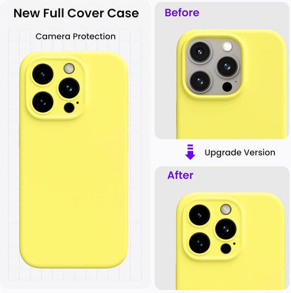 ORNARTO iPhone 15 Pro Max Hülle | Flüssige Silikon Schutzhülle mit Kameraschutz | 2 Schutzfolien | Stoßfest | Mikrofaser | 6.7 Zoll - Zitrone Gelb