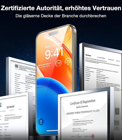 TORRAS iPhone 15 Pro Panzerglas Full Screen 9H+ Bruchsicher 2 Stück Transparent
