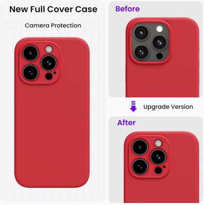 iPhone 15 Pro Hülle mit Kameraschutz und Schutzfolien - Rot