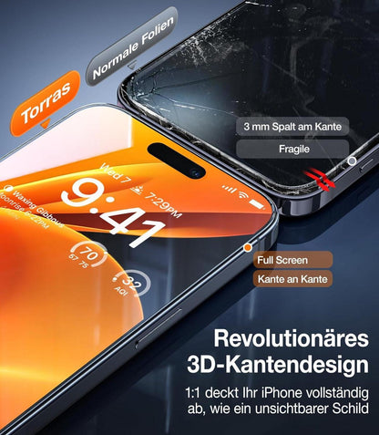 iPhone 14 Pro Max / iPhone 15 Plus Panzerglas Schutzfolie 2 Stück 9H+ Folie