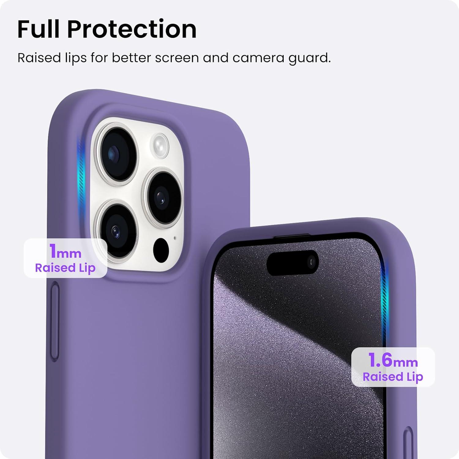 ORNARTO iPhone 15 Pro Hülle Silikon 6,1 Zoll Violett 2023