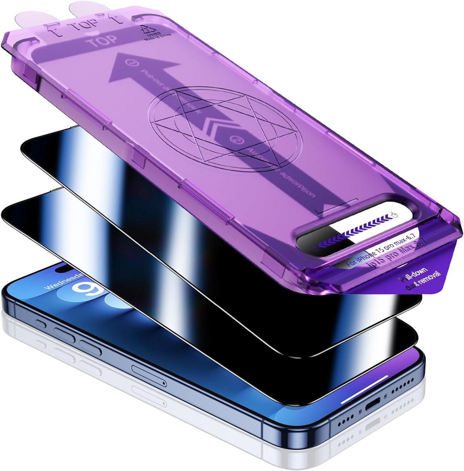 Sichtschutz Panzerglas iPhone 15 Pro Max Anti Spy 2er Pack