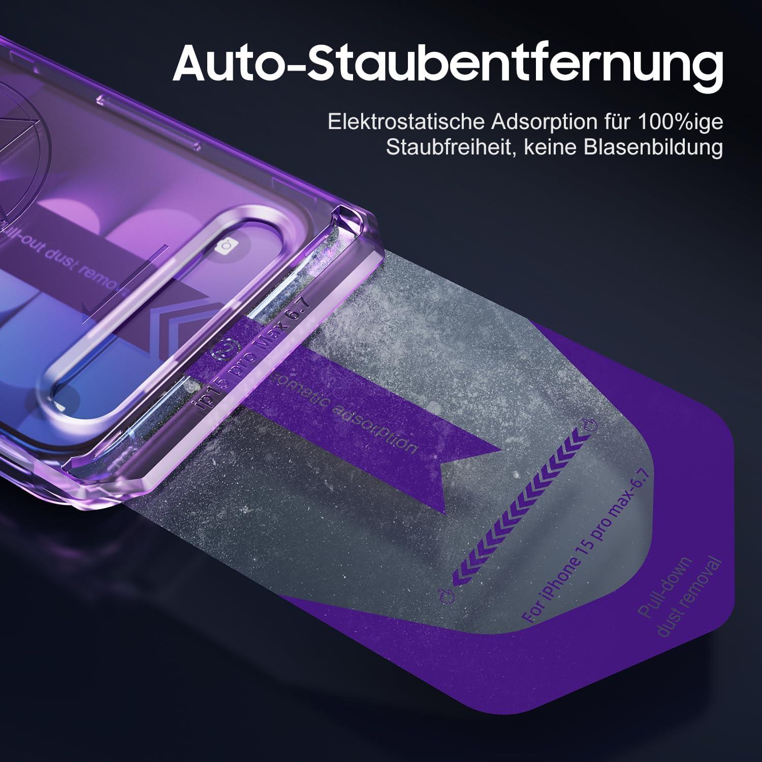 UniqueMe iPhone 15 Pro Max Panzerglas Sichtschutz 2 Stück - Bruchsicher Militärniveau Anti-Kratzer Anti Spy Folie