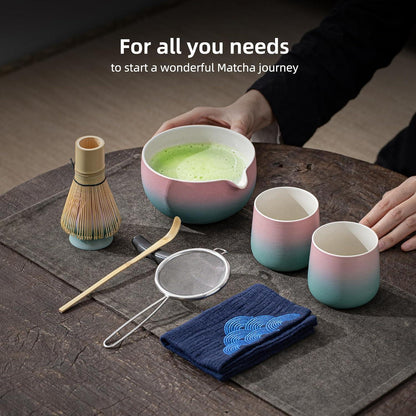 Matcha Set Bambus Schneebesen Keramik Schale Schaufel