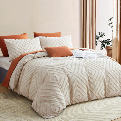 Beige Boho Bettwäsche-Set 135x200 mit Getuftung