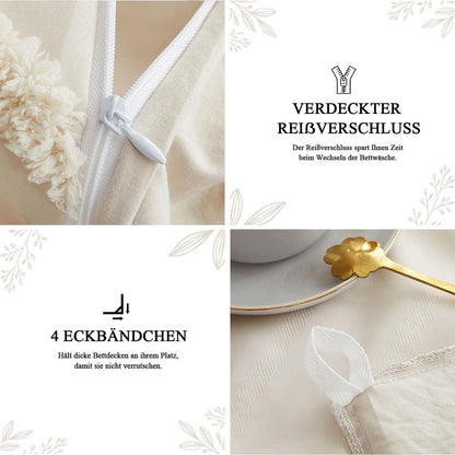 Beige Boho Bettwäsche-Set 135x200 mit Getuftung