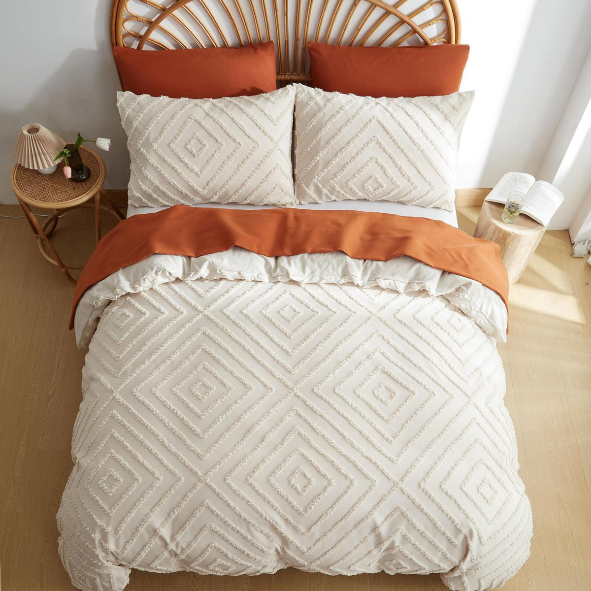 Beige Boho Bettwäsche-Set 135x200 mit Getuftung