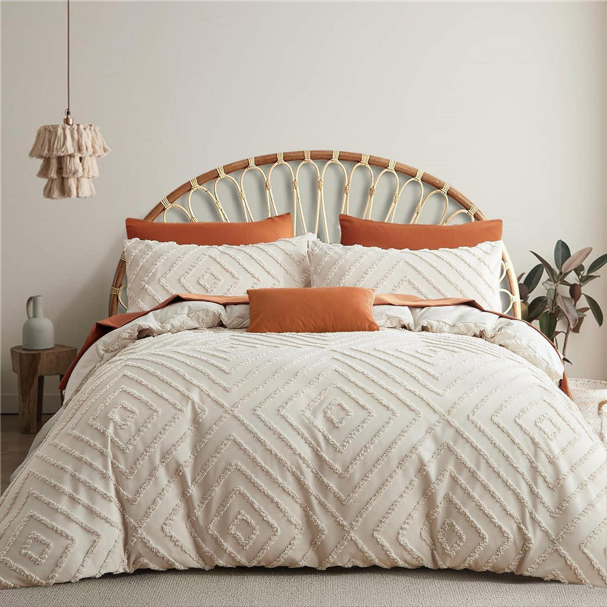 Getuftetes Boho Bettwäsche-Set 135x200 Beige