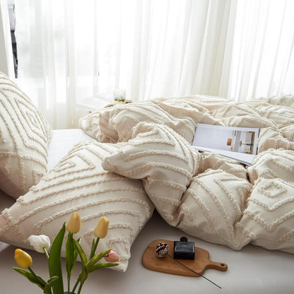 Beige Boho Bettwäsche-Set 220x240cm mit Getuftung