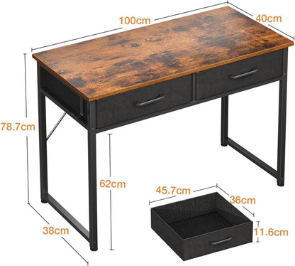 Schreibtisch mit Schubladen und Kopfhörerhalter 100x40x78.7cm Braun
