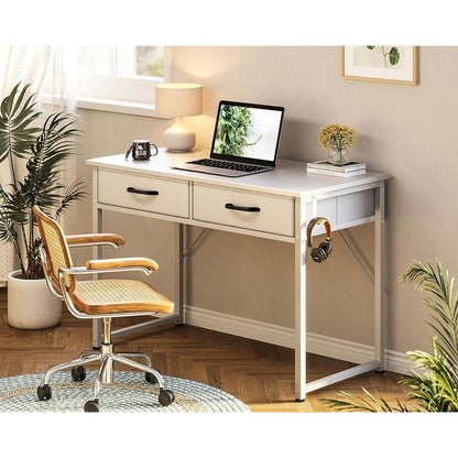 Schreibtisch mit 2 Schubladen – Weiß, 100x40x78.7cm