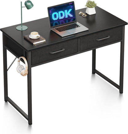 Schreibtisch mit Schubladen und Kopfhörerhalter Schwarz 100x40x78.7cm