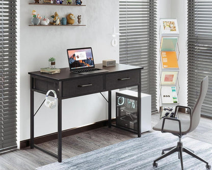 ODK Schreibtisch mit 2 Schubladen Schwarz 100x40x78.7cm