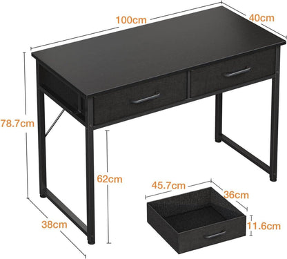 Schreibtisch mit Schubladen und Kopfhörerhalter Schwarz 100x40x78.7cm