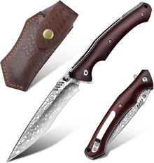 Damast Klappmesser VG10 Outdoor Survival Messer Holzgriff