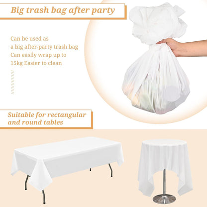 16er Packung Weiße Einweg-Tischdecken 137x274cm Premium Qualität
