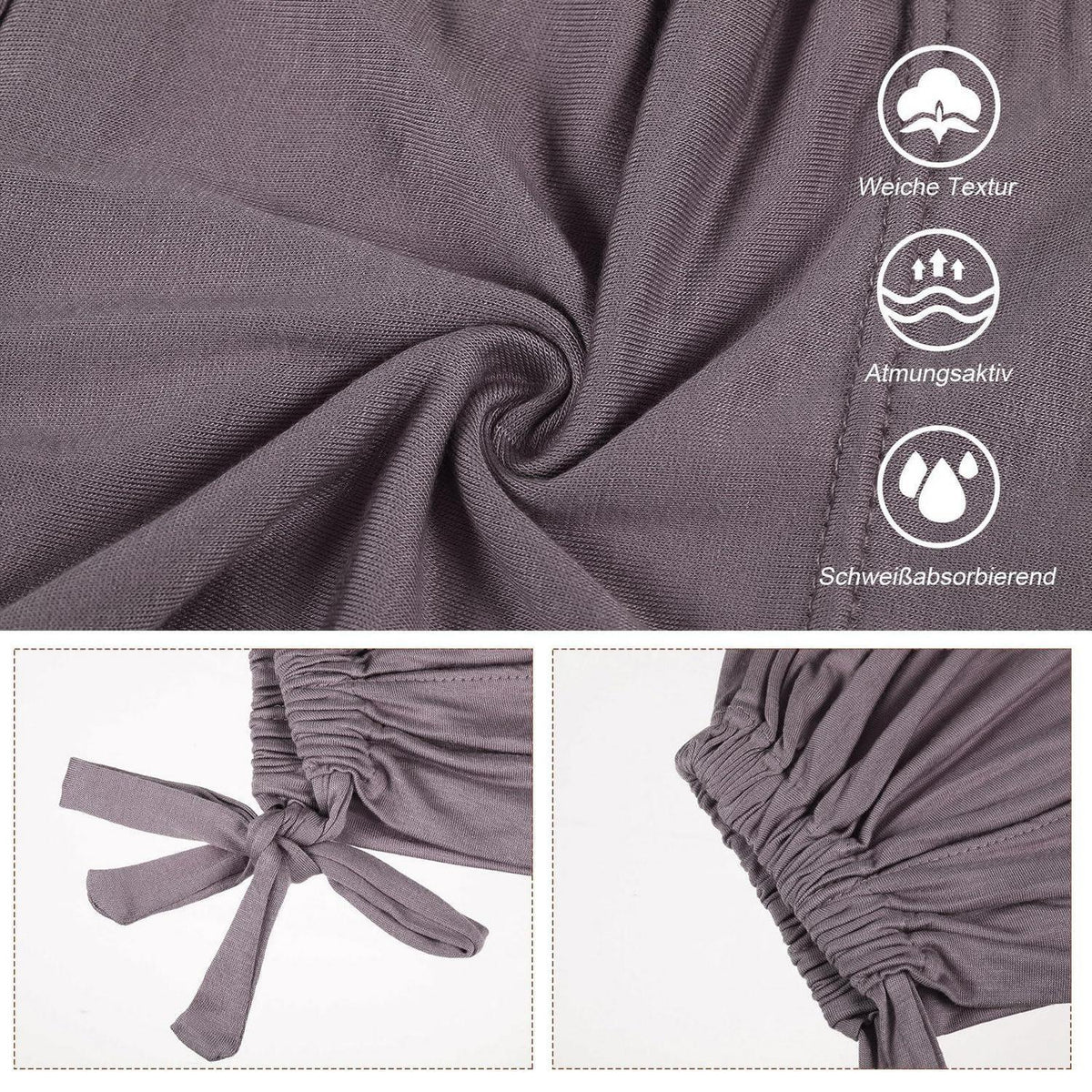 Turban Unterkappe Damen 2er Set | Hijab Cap Chemo Mütze Khaki+Grau