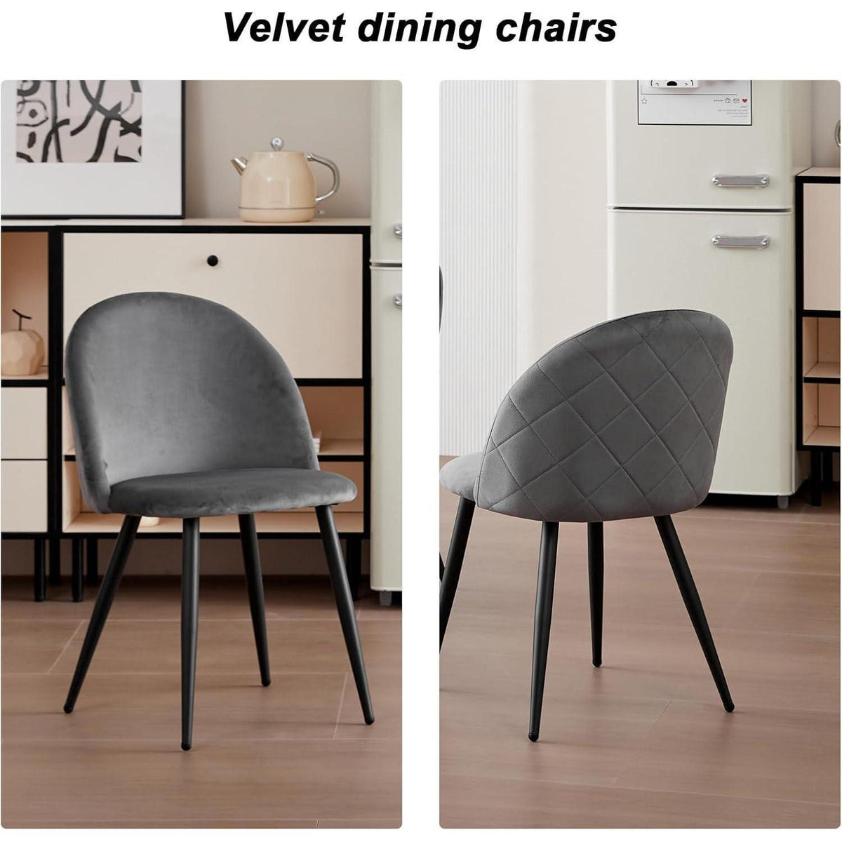 Samt Esszimmerstuhl Set (2/4/6) Grau – Modern & Komfortabel