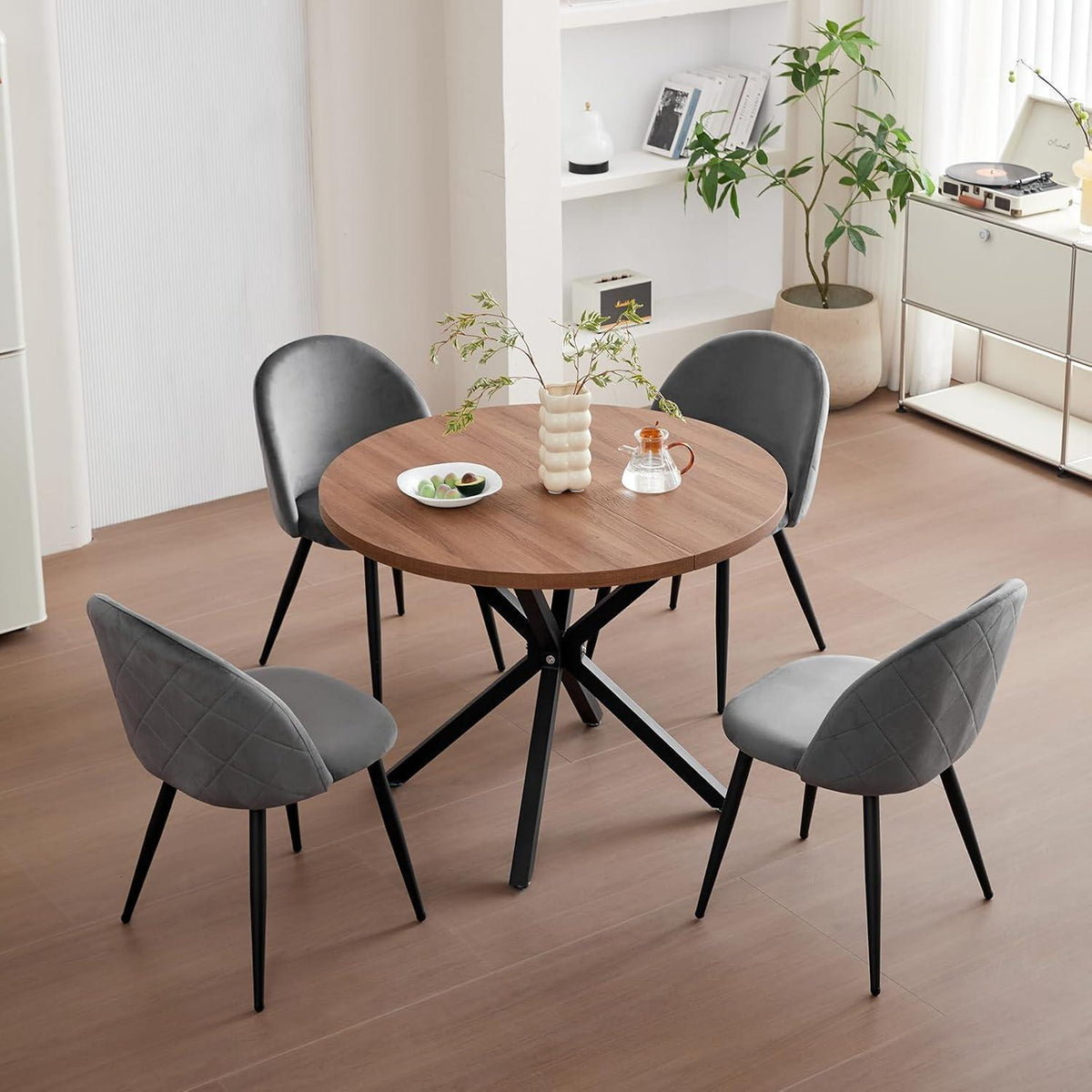 Samt Esszimmerstuhl Set (2/4/6) Grau – Modern & Komfortabel