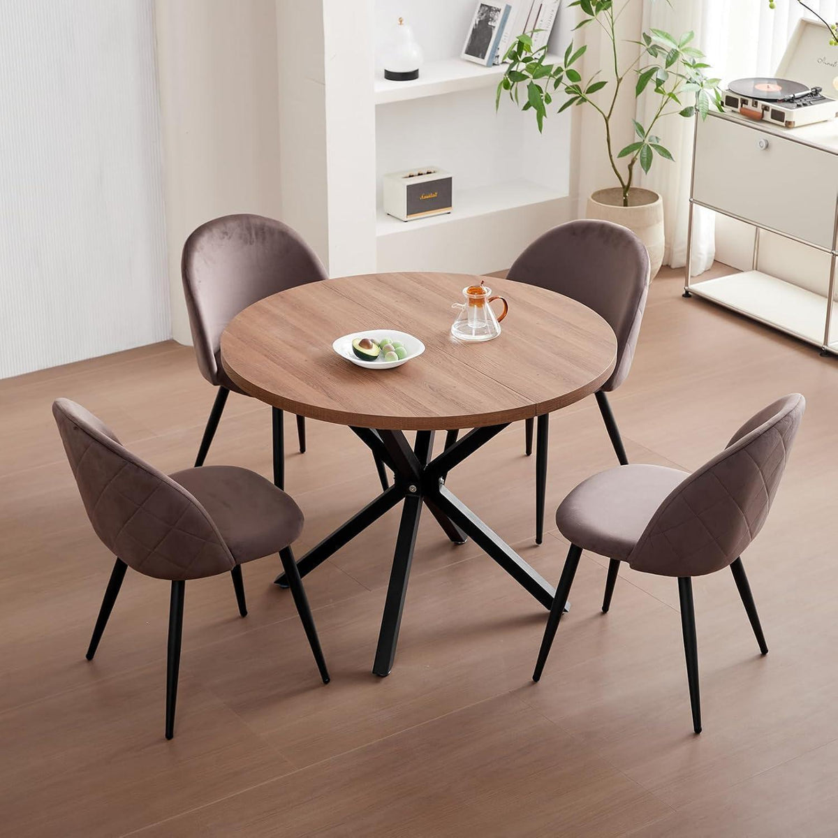 Samt Esszimmerstuhl Set (2/4/6) Braun – Modern & Komfortabel