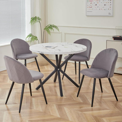 Samt Esszimmerstuhl Set (2/4/6) – Grau