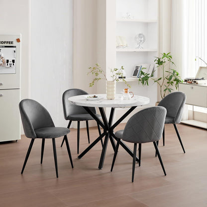Samt Esszimmerstuhl Set (2/4/6) – Grau