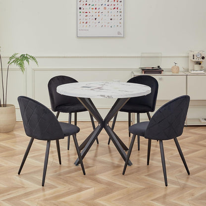 Samt Esszimmerstuhl Set (2/4/6) – Schwarz
