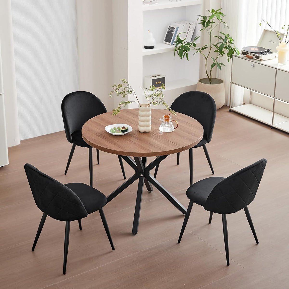 Samt Esszimmerstuhl Set (2/4/6) – Schwarz