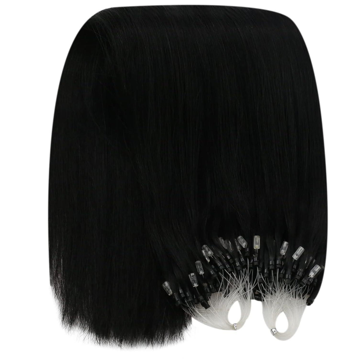 Echthaar Haarverlängerung Schwarz 60cm - Micro Ring Extensions