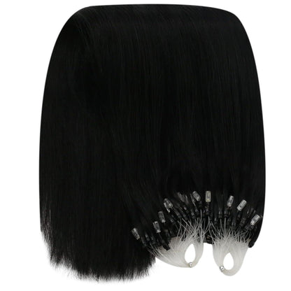 Echthaar Haarverlängerung Schwarz 60cm - Micro Ring Extensions