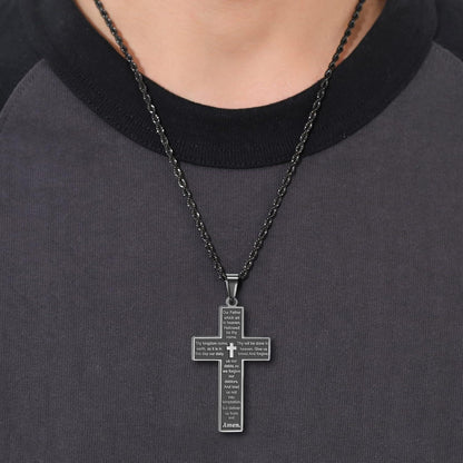 Herren Kreuzkette Silber Gold Schwarz Bibel Anhänger 50-70cm Glaube Inspiration