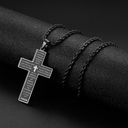 Herren Kreuz Kette Silber Gold Schwarz Bibel Verse Anhänger 70cm