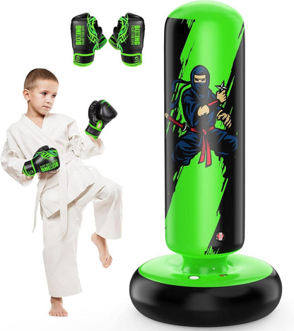 Aufblasbarer Boxsack für Kinder Karate Taekwondo MMA Green