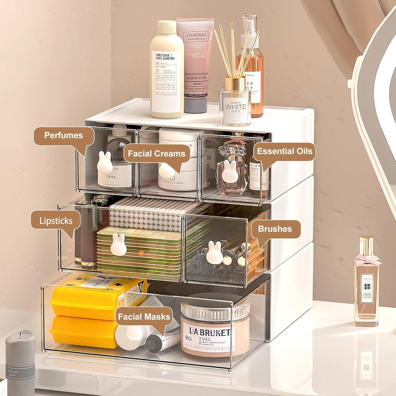 Schubladenbox Organizer Set 3-teilig Stapelbare für Makeup Schmuck Büro