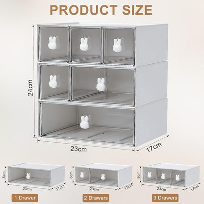 Schubladenbox Organizer Set 3-teilig Stapelbare für Makeup Schmuck Büro